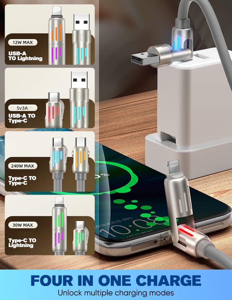 🔥4-in-1 Super Fast 240W Charging Cable